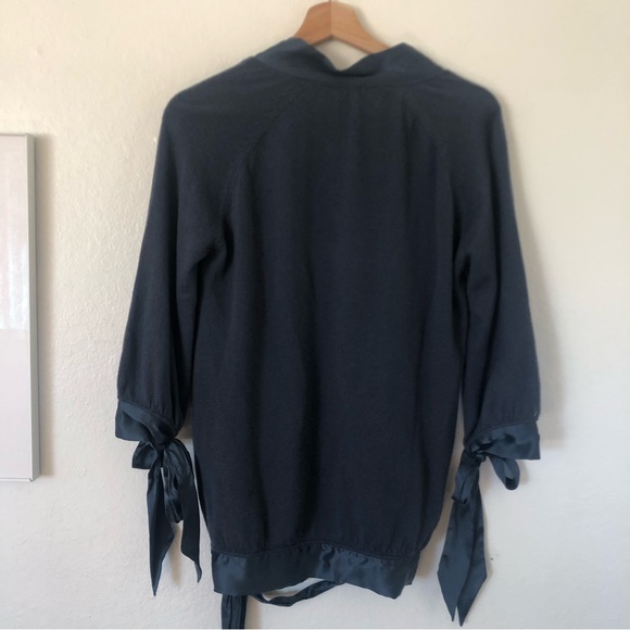 Stella McCartney x H&M Wool Silk Wrap Sash Short Sleeve Sweater in Blue Sz S - Picture 9 of 10